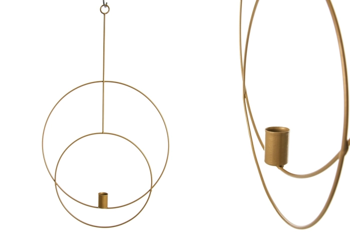 Koło metalowe podwojne 30cm do zawieszenia na tealight złote (36 szt)
