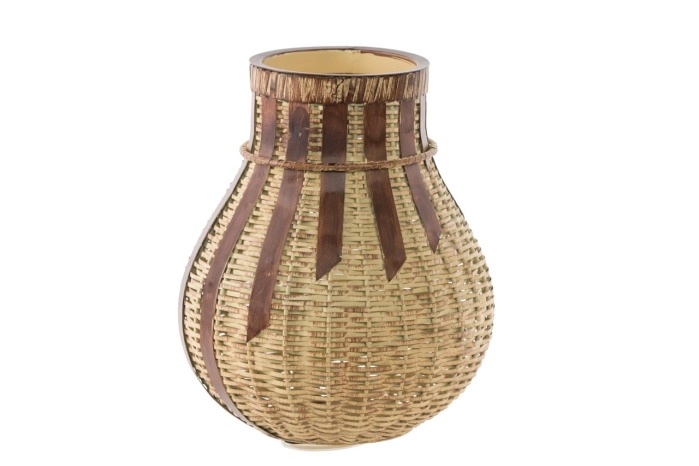 Metalowy lampion dekoracyjny boho 31 cm z ażurową konstrukcją inspirowaną plecionką