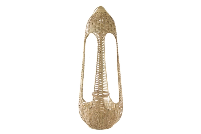 Metalowy lampion dekoracyjny boho 75 cm z ażurową konstrukcją inspirowaną naturalną plecionką