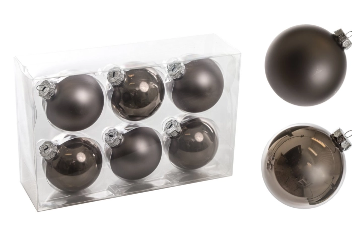 Bombki szklane s/6 8cm (12op) [GREY]