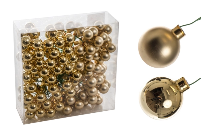 Bombki szklane z drutem s/144 2cm (24op) [GOLD]
