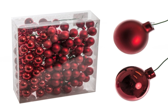 Bombki szklane z drutem s/144 2cm (24op) [RED]