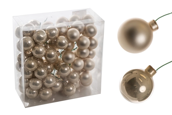Bombki szklane z drutem s/72 3cm (24op) [CHAMPAGNE]