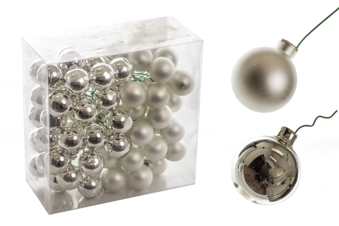 Bombki szklane z drutem s/72 3cm (24op) [SILVER]