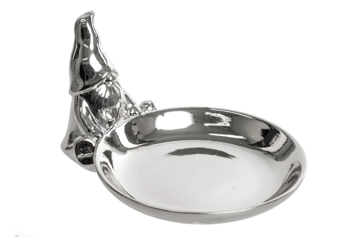 Talerzyk z mikołajem ceramiczny srebrny (2/12 szt)