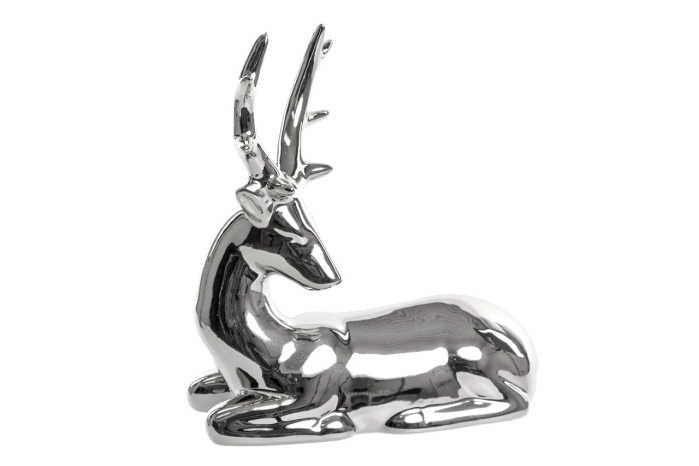Renifer figurka ceramiczna srebrna (1/12 szt)